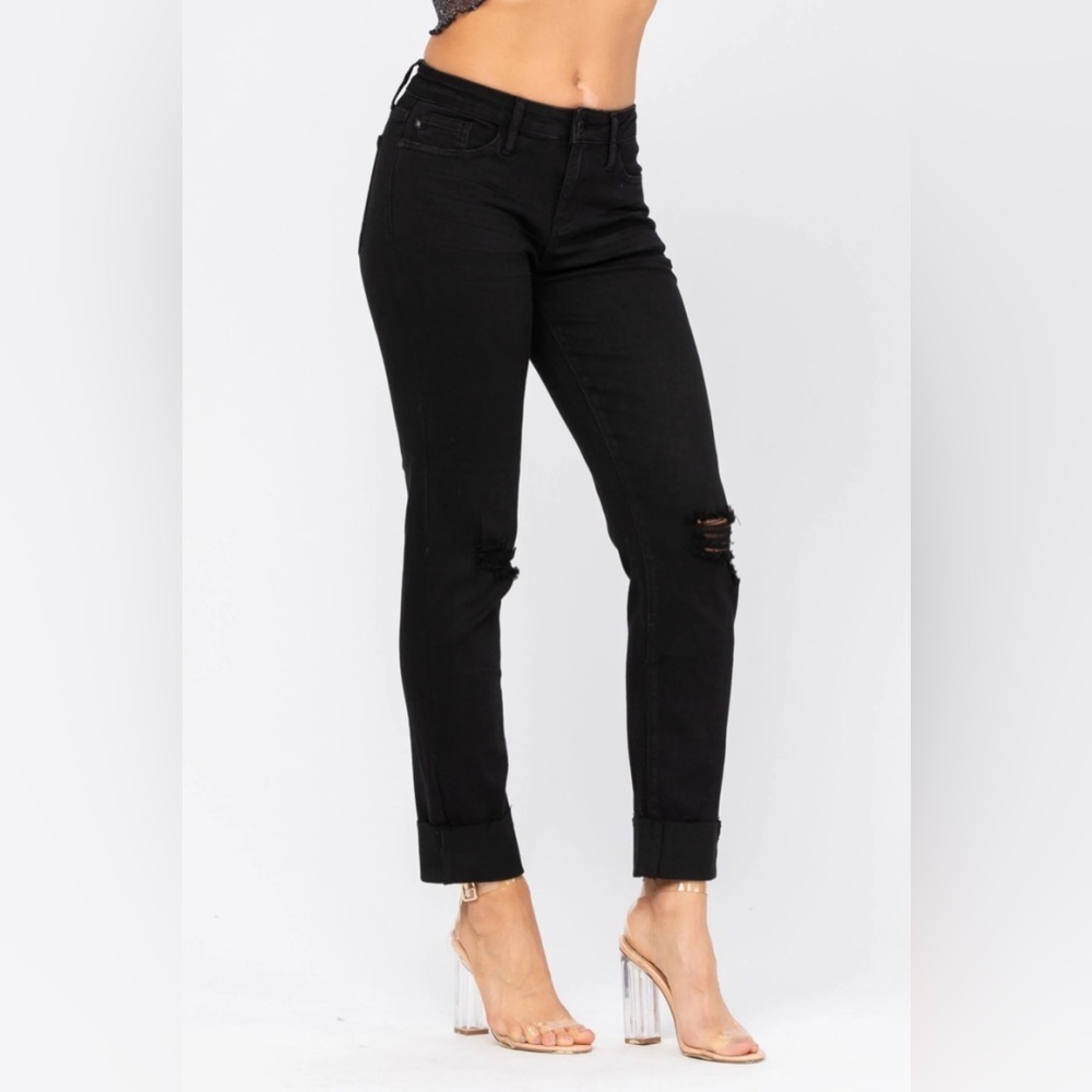 Judy Blue Size 15/32 Black Distressed Jeans Style: 88137 High Rise NWT - Picture 3 of 3